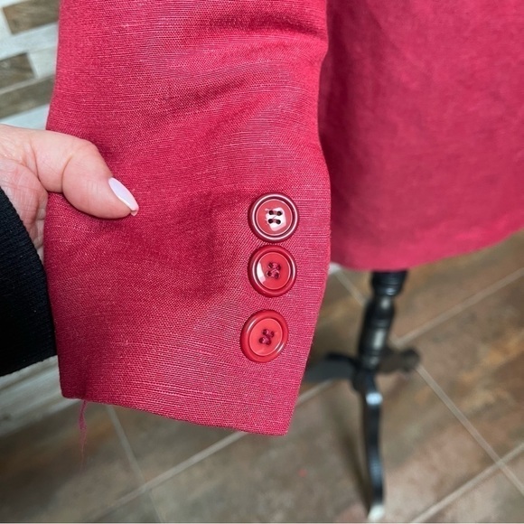 Vintage Y2K Giorgio Sant'Angelo Collectable Gold Red Linen blazer Red Size 6 - Picture 7 of 14